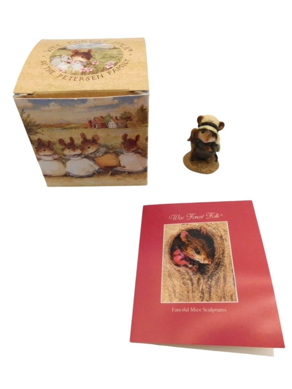 Wee Forest Folk Figurine Shepherd Standing Mouse 1985 Petersen Family Box